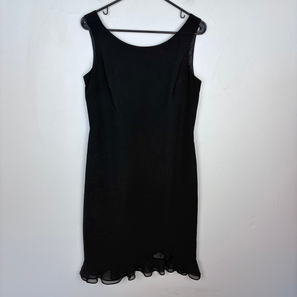 Virgo Black Sheath Dress Ruffle Hem Y2K Little Black Dress Whimsygoth 90s Size 6